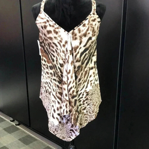 NY&Co. V-neck,spaghetti strap,long flowy, asymmetrical tank top,animal print  XS - Picture 5 of 12
